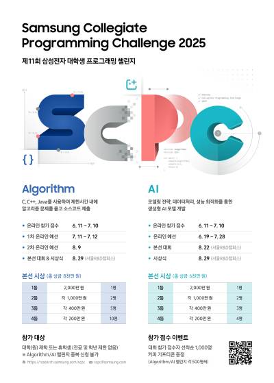 삼성전자 입사 노리는 대학생 모여라…’제11회 대학생 프로그래밍 챌린지’ 참가자 모집