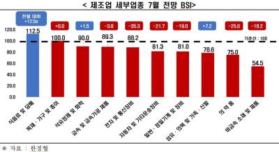 7월 기업 경기전망, 3년 4개월째 '부정적'…제조업은 침체, 서비스업은 반등