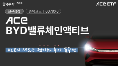 한투운용, ACE BYD밸류체인액티브 ETF 신규 상장…"국내 첫 BYD 테마 ETF"