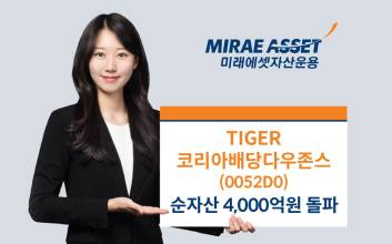 미래에셋, ‘TIGER 코리아배당다우존스 ETF’ 순자산 4000억원 돌파