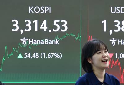 코스피 역대 최고치…3314.53 마감