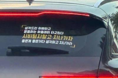 "시비털지 말고 지나가"…차량 스티커 논란, "천박해" 뭇매