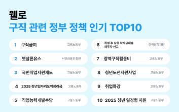 웰로, 구직자 선호 정책 TOP10 공개…1위는?