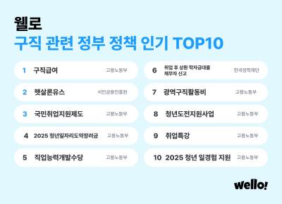 웰로, 구직자 선호 정책 TOP10 공개…1위는?