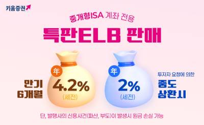 키움증권, 중개형ISA 전용 원금지급형 특판 ELB 판매