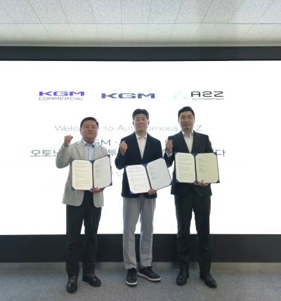 KGM, 레벨4 자율주행 협력 고삐…오토노머스에이투지와 맞손