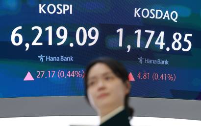 골드만삭스 "8천피 간다"에 투심 회복…코스피 0.44% 오른 6219.09 마감