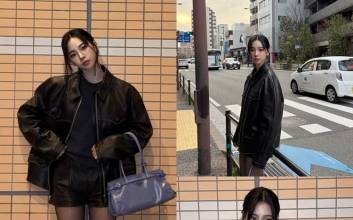 카리나, 검스+숏바지 '냉미녀 정석'…돋보이는 각선미